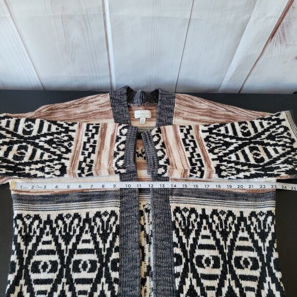 Buckle Lucky Brand Jacquard Boyfriend Open Front Knit Cardigan Sweater, Western - Picture 9 of 10